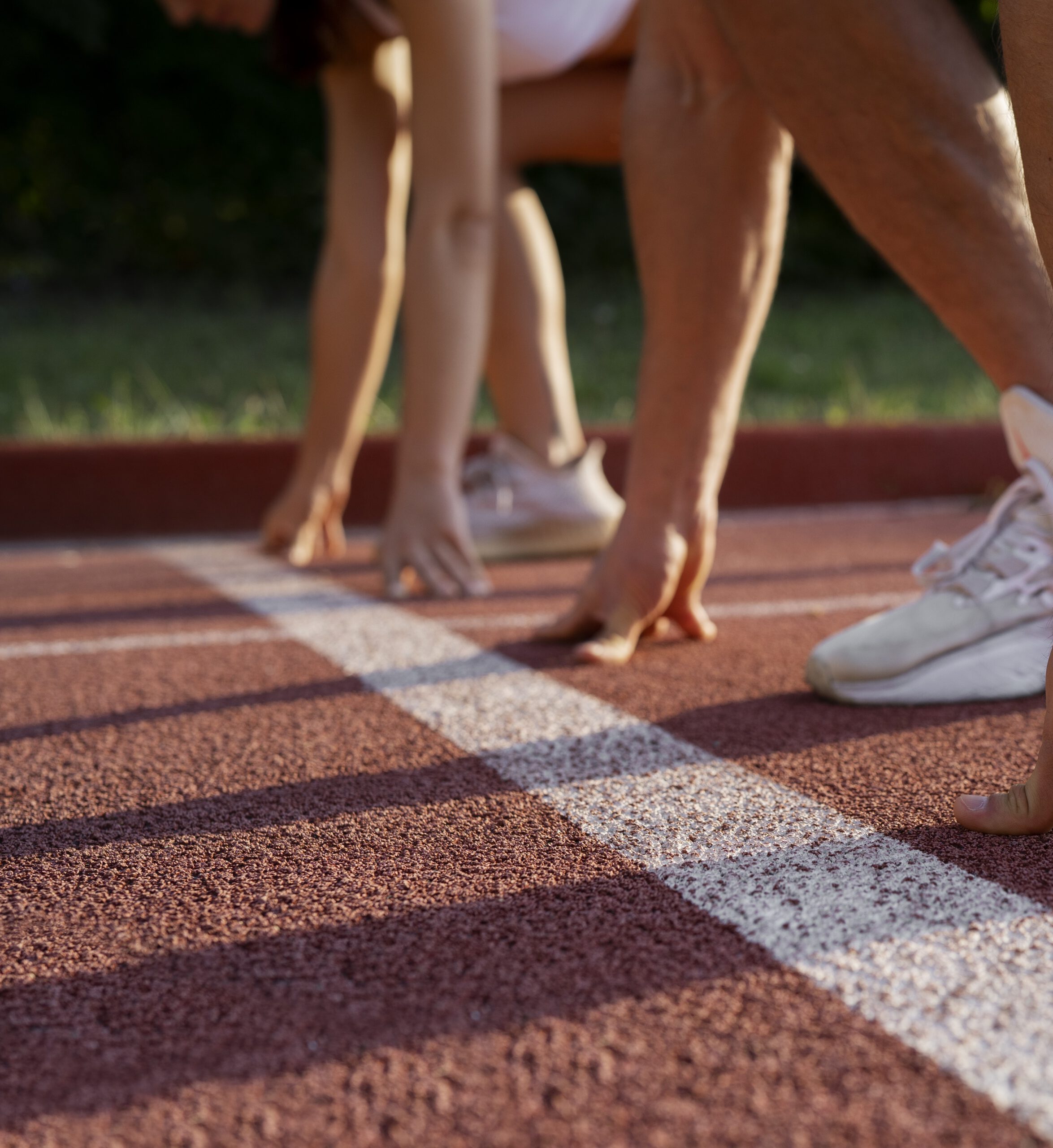 side view people starting line